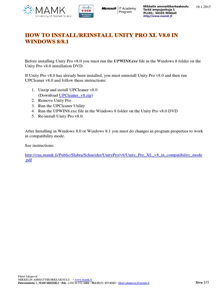 Unity Pro XL-v8 | PDF | Windows 8 | Microsoft Windows