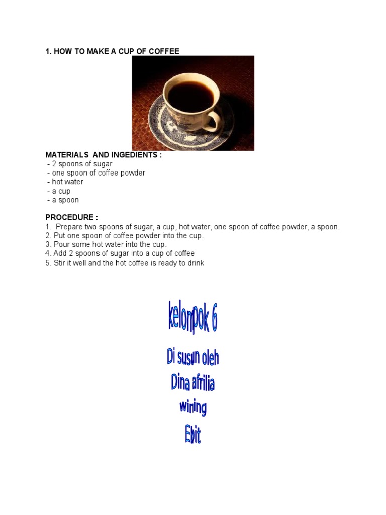 How To Make A Cup of Coffee | PDF
