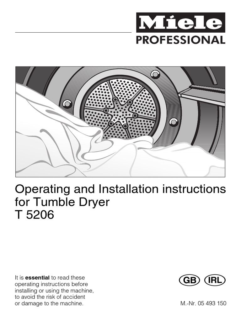 Miele Tumble Dryer T5206 Operating Instructions EN.pdf | Clothes Dryer |  Duct (Flow)