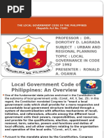 Urban and Regional Planning Report (Local Government Code)