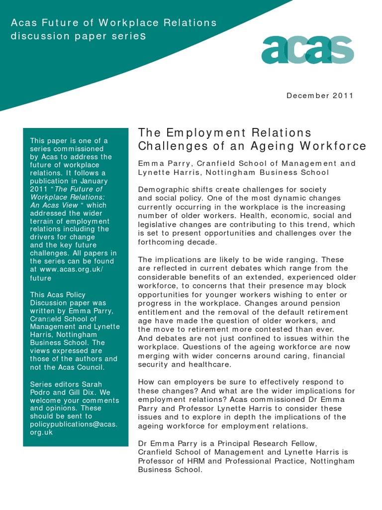 The Employment Relations Challenges of An Ageing Workforce | PDF ...