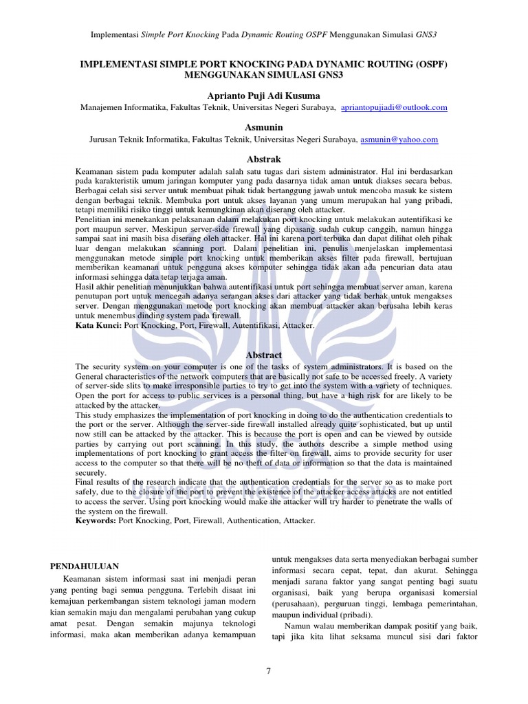 Implementasi Simple Port Knocking Pada Dynamic Routing Ospf