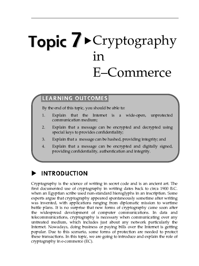 Cryptography In E Commerce Pdf Key Cryptography Public Key