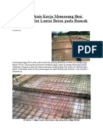 Cara Dan Teknis Kerja Memasang Besi Tulangan Pelat Lantai Beton Pada Rumah Lantai 2