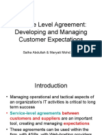 Service Level Agreement: Developing and Managing Customer Expectations