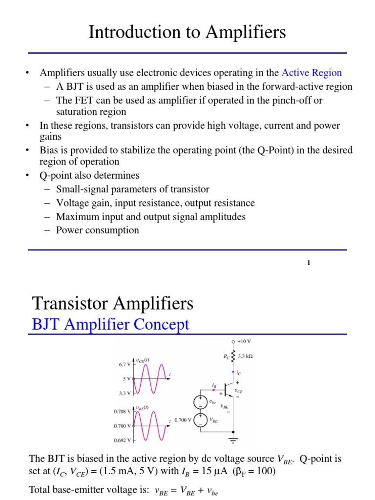 Lecture 8 Multistage Amplifiers PDF Amplifier Bipolar Junction