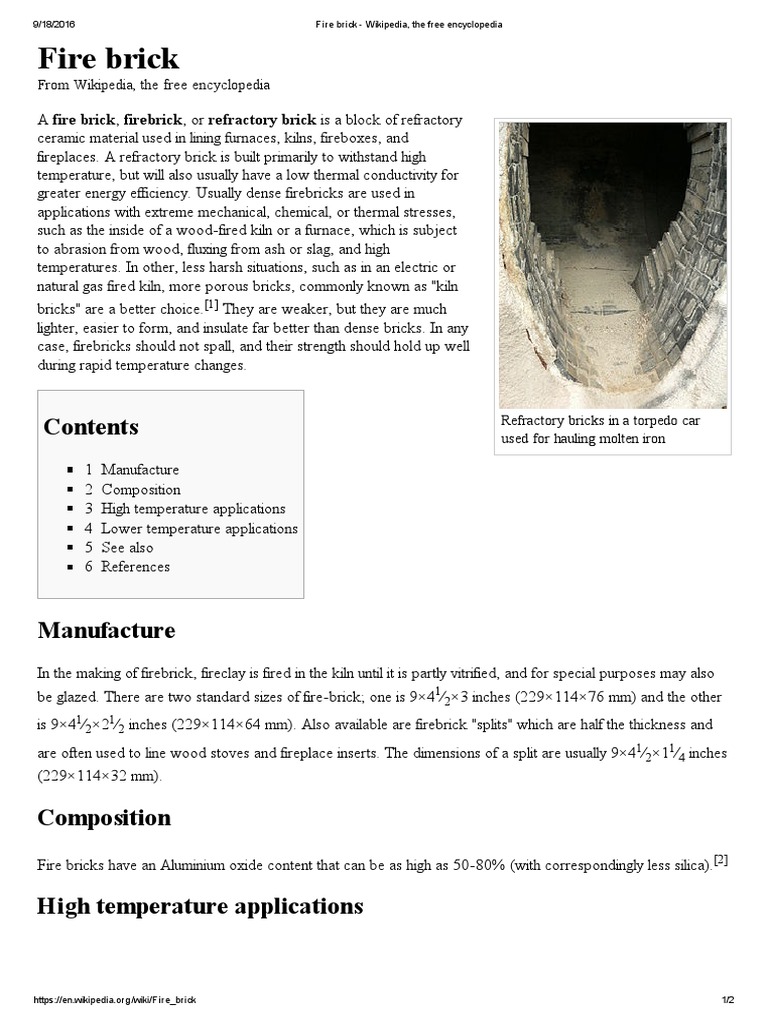 Fire Brick Composition and Uses | PDF | Chemical Substances | Manmade ...
