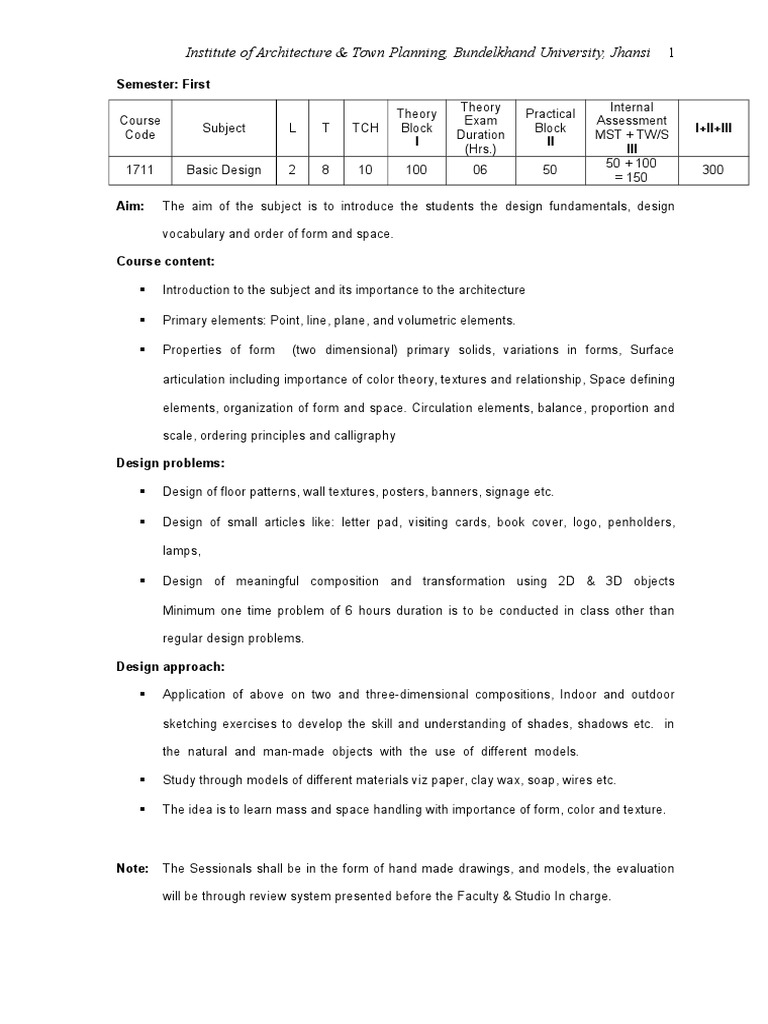 Architecture Syllabus 1st 10th Semester PDF Window Door