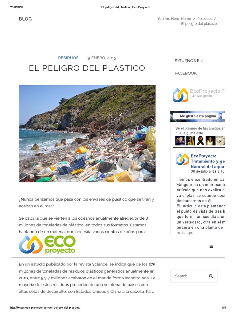 Impacto del Plástico en el Mar | PDF | El plastico | Residuos