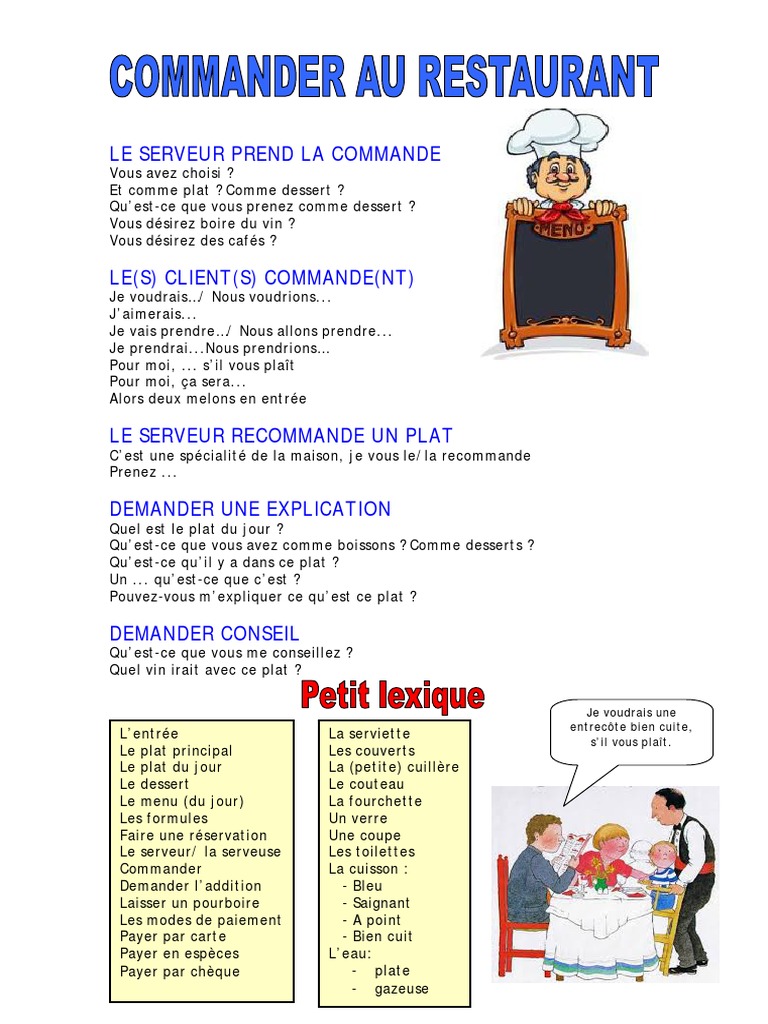 Prendre Commande au Restaurant FLE | PDF