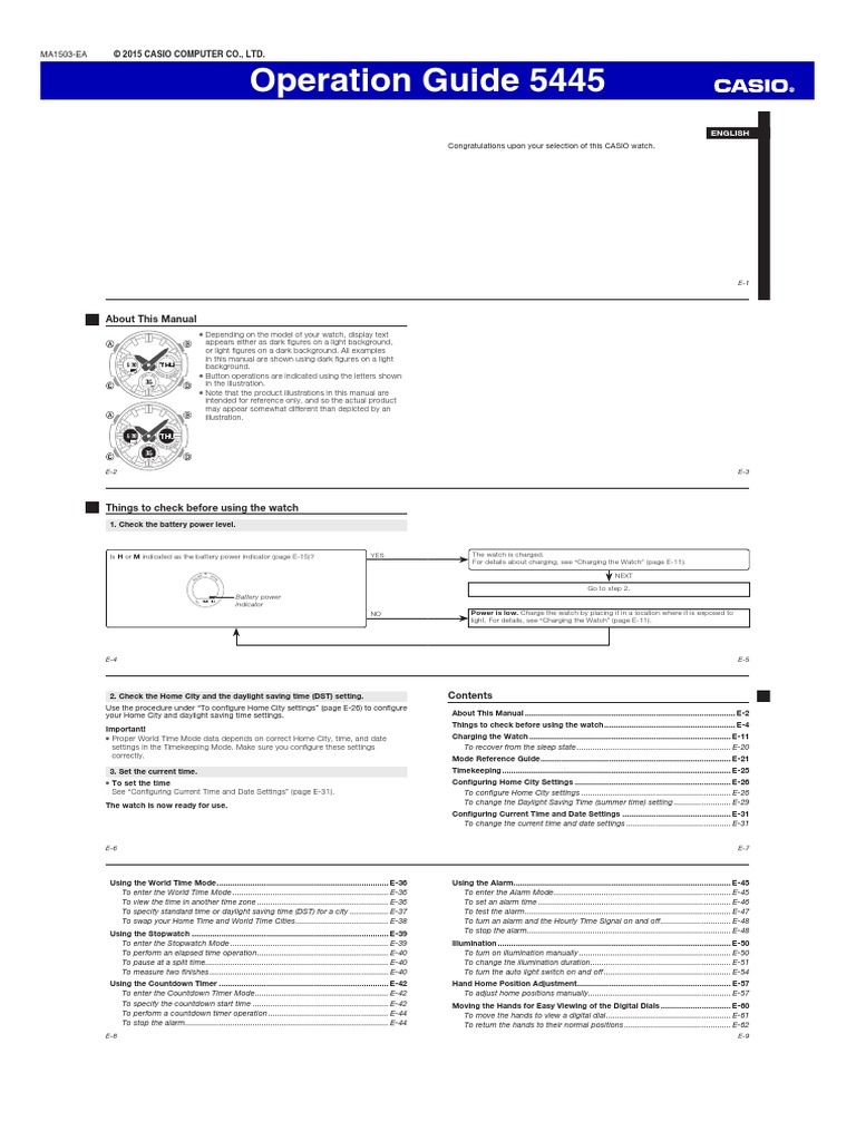 casio g shock 5445 manual