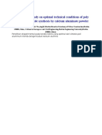 Experimental Study On Optimal Technical Conditions of Poly Aluminum Chloride Synthesis by Calcium Aluminate Powder