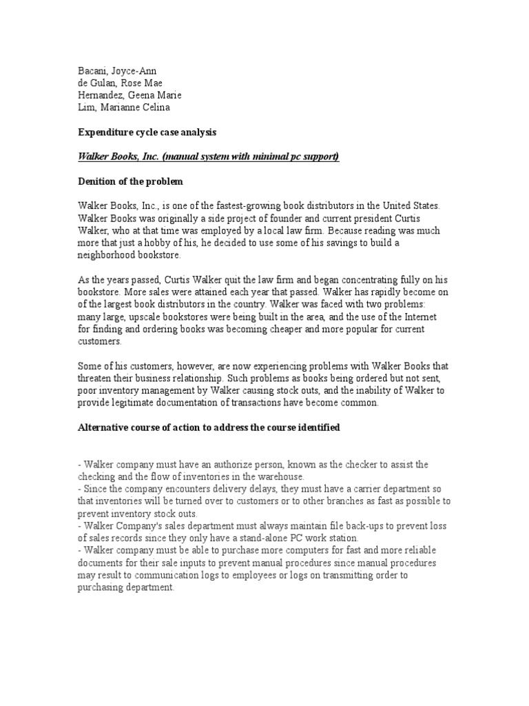 Expenditure Cycle Case Analysis PDF