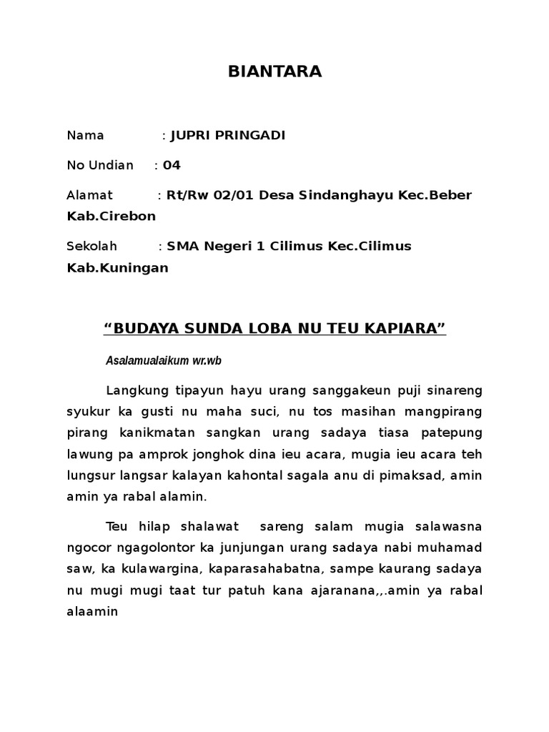 Biantara Bahasa Sunda Tentang Kebudayaan Dunia Belajar