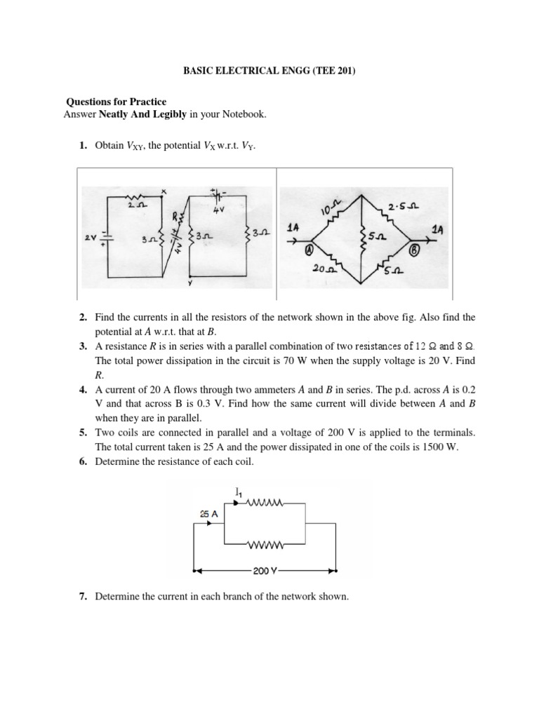 Basic Electrical Practice Questions 1 PDF Series And Parallel