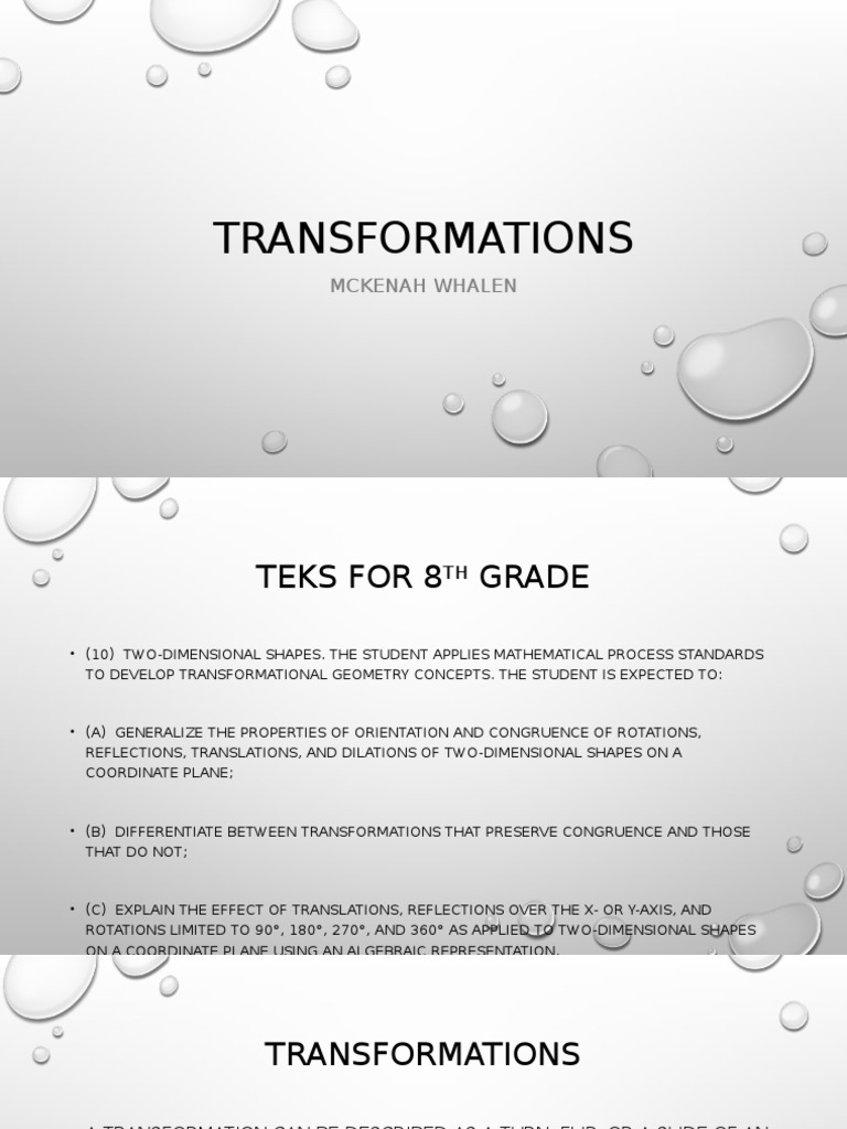 8th Grade Transformational Geometry Guide | PDF | Teaching Methods ...