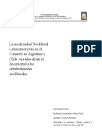 La Modernidad Neoliberal Latinoamericana en El Contexto de Argentina y Chile- Miradas Del Documental a Las Subalternidades Neoliberales.