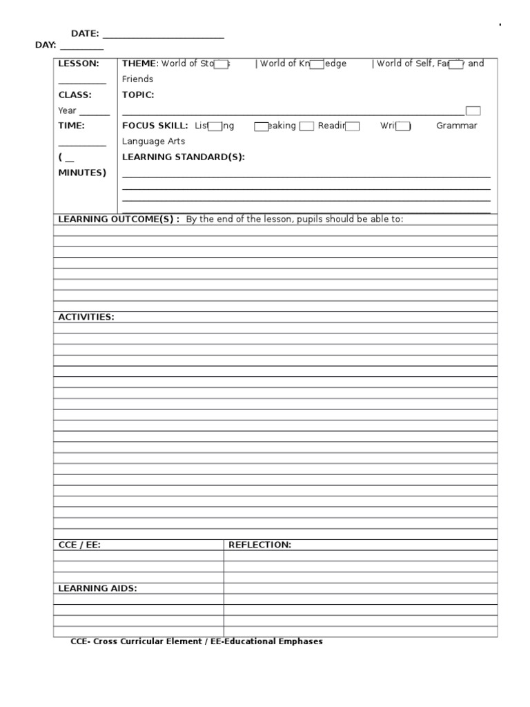 Lesson Plan Template for Language Arts | PDF