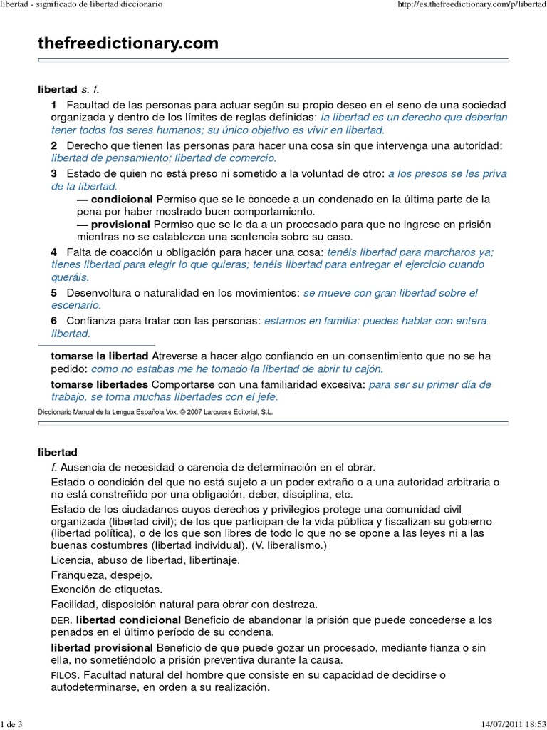 Libertad - Significado de Libertad Diccionario | Descargar gratis PDF