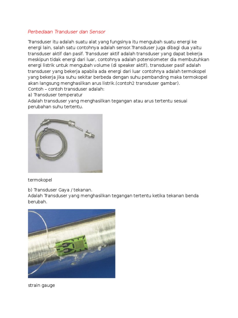 Perbedaan Tranduser Dan Sensor | PDF