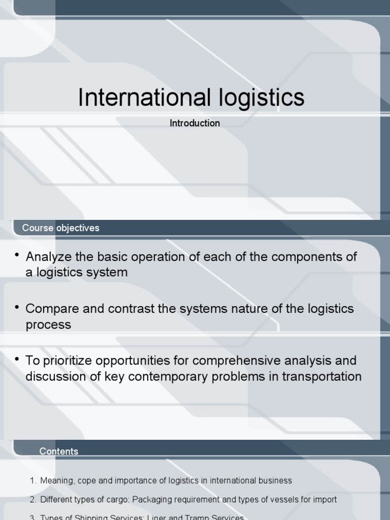 Overview of International Logistics | PDF | Logistics | Warehouse