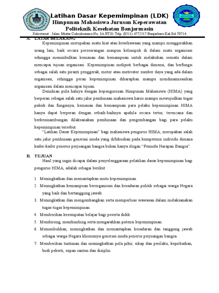 LPJ Proposal LDKM Perawat Fix | PDF | Pengembangan Diri | Sains ...