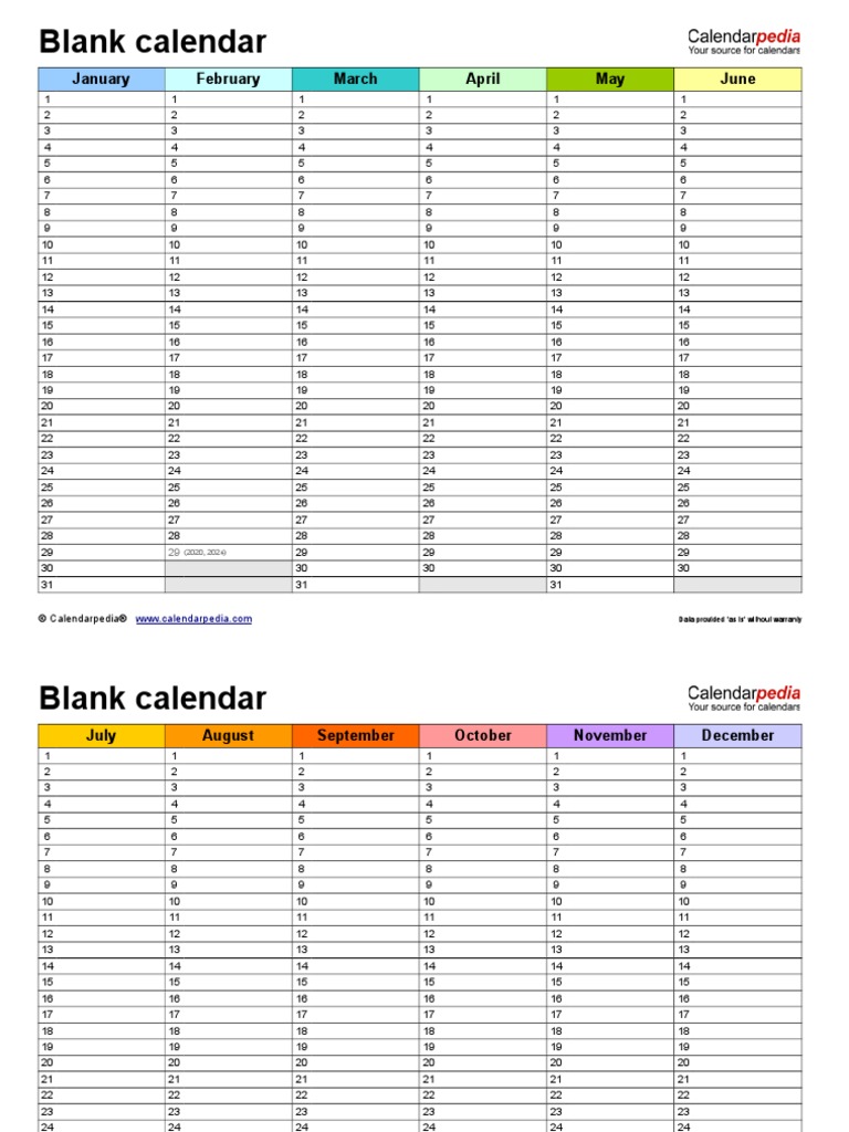 Blank Calendar: January February March April May June | PDF