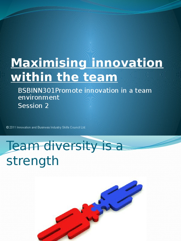 Maximising Innovation Within The Team: BSBINN301Promote Innovation in A ...