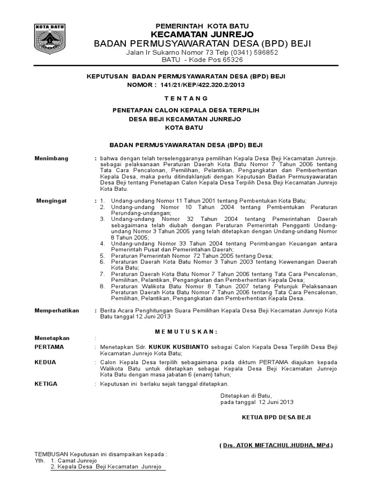 Contoh Sk Bpd Terbaru Guru Paud