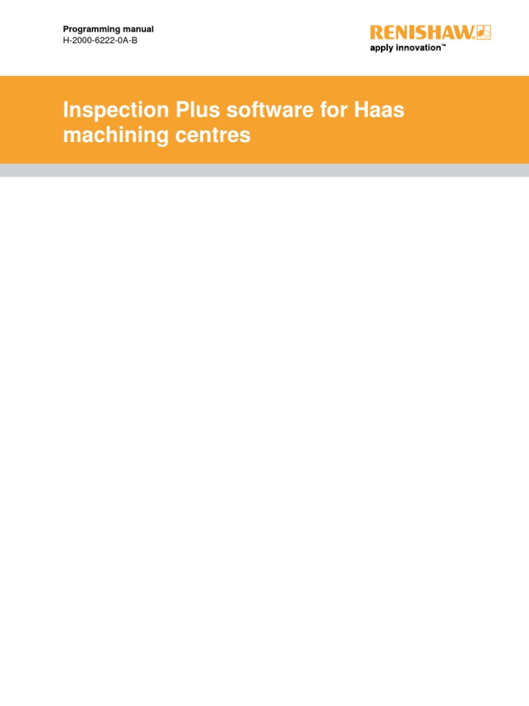 Inspection Plus Software For Haas Machining Centres: Programming Manual ...