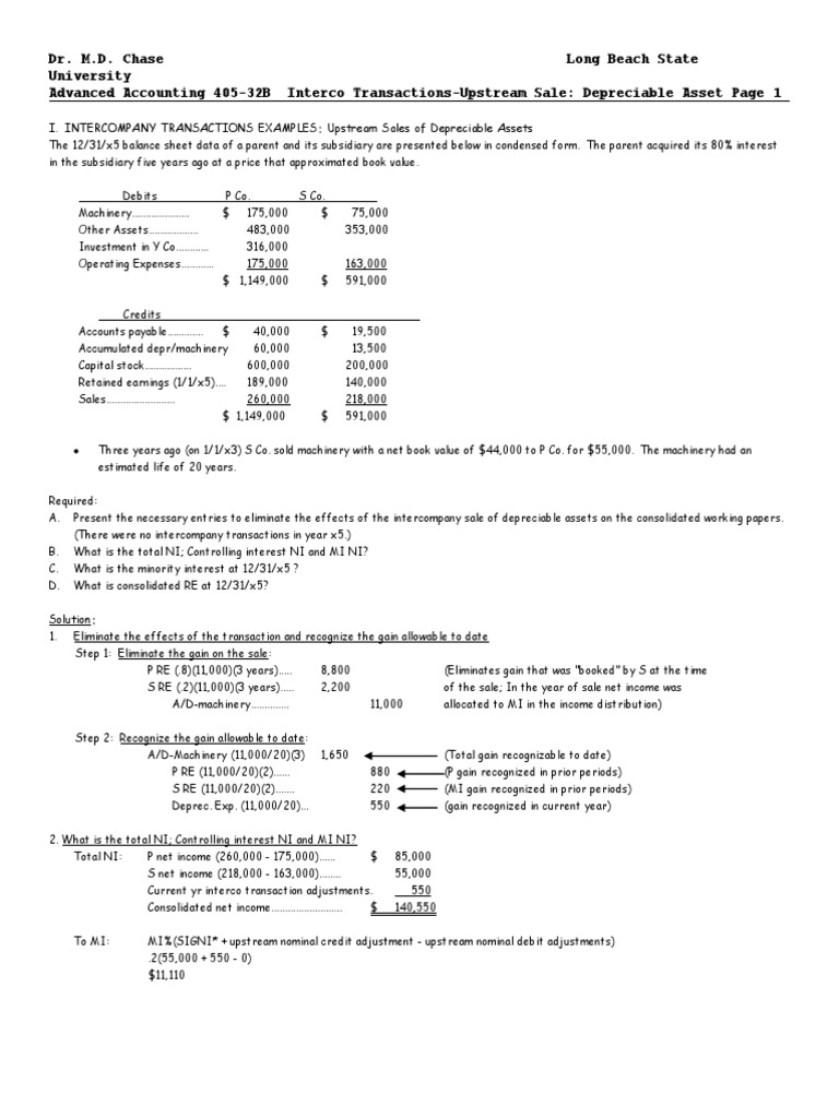 Dr. M.D. Chase Long Beach State University Advanced Accounting 405-32B ...