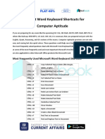 Microsoft Word Keyboard Shortcuts for Computer Aptitude