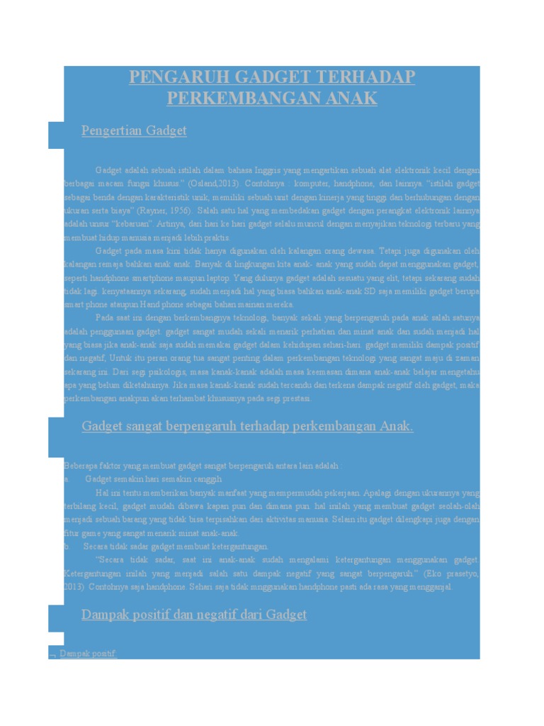Pengaruh Gadget Terhadap Perkembangan Anak