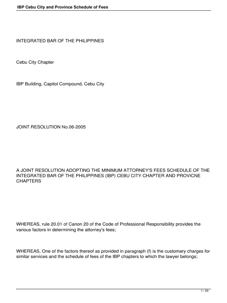 IBP Cebu City Minimum Attorney Fees 2024 | PDF | Lawyer | Government