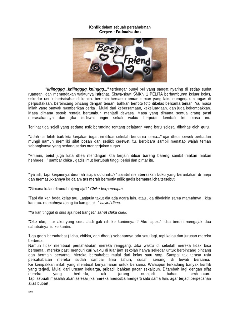 Cerpen Konflik Dalam Sebuah Persahabatan | PDF