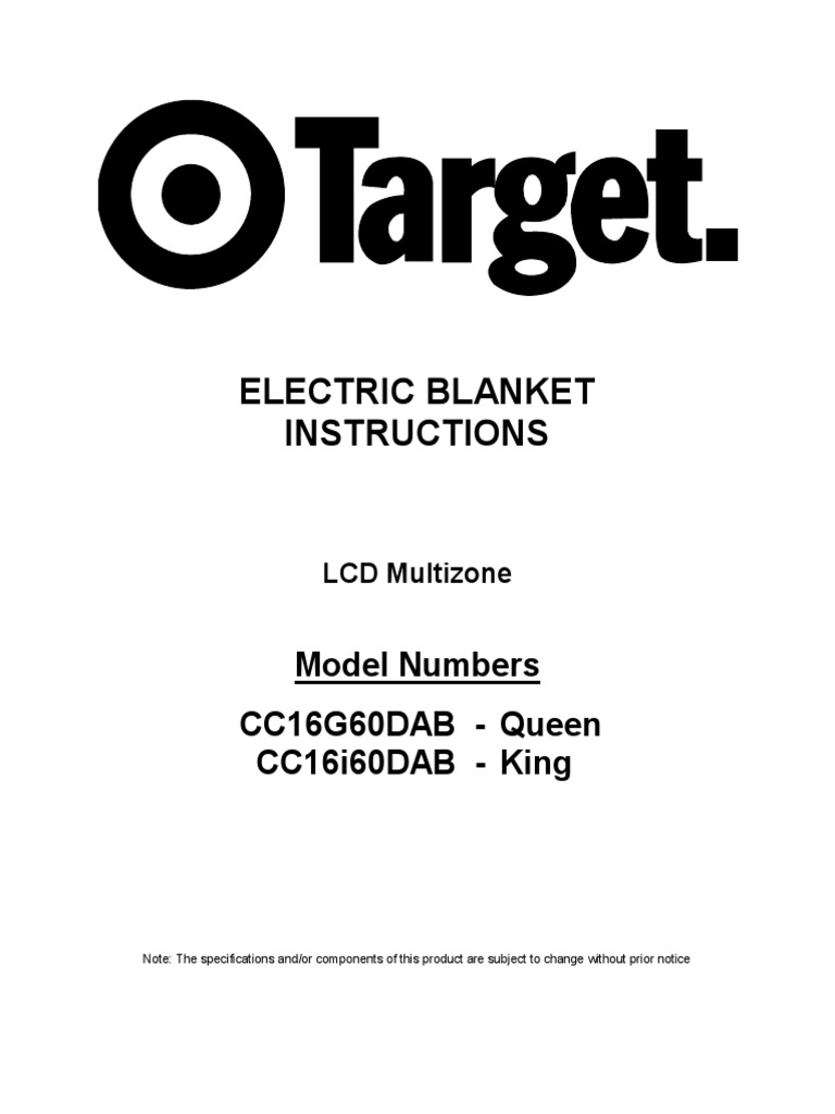Target Electric Blanket Instructions | PDF | Ac Power Plugs And Sockets |  Washing Machine