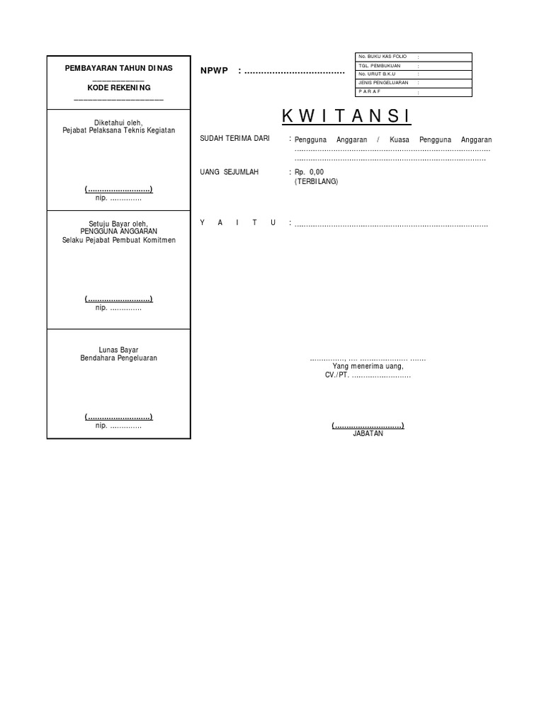 Contoh Kwitansi Pembayaran Pdf