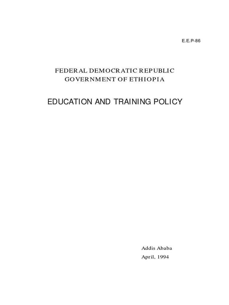 Ethiopia Education and Training Policy 1994 | PDF | Vocational ...