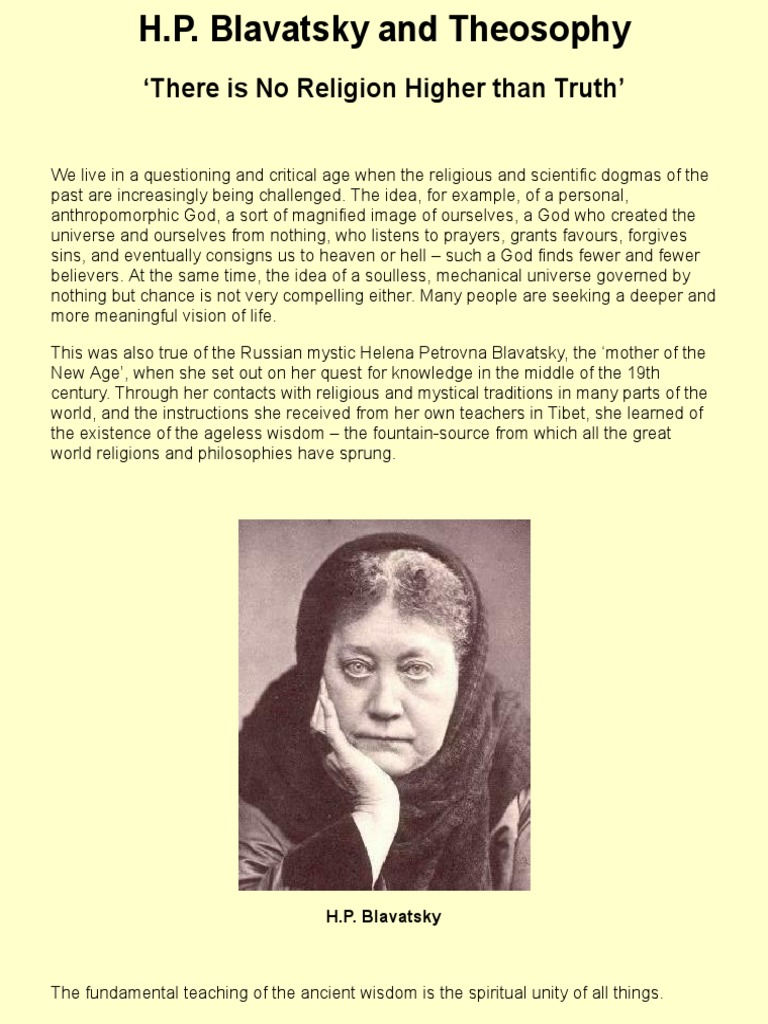 H.P. Blavatsky and Theosophy | PDF | Helena Blavatsky | Theosophy