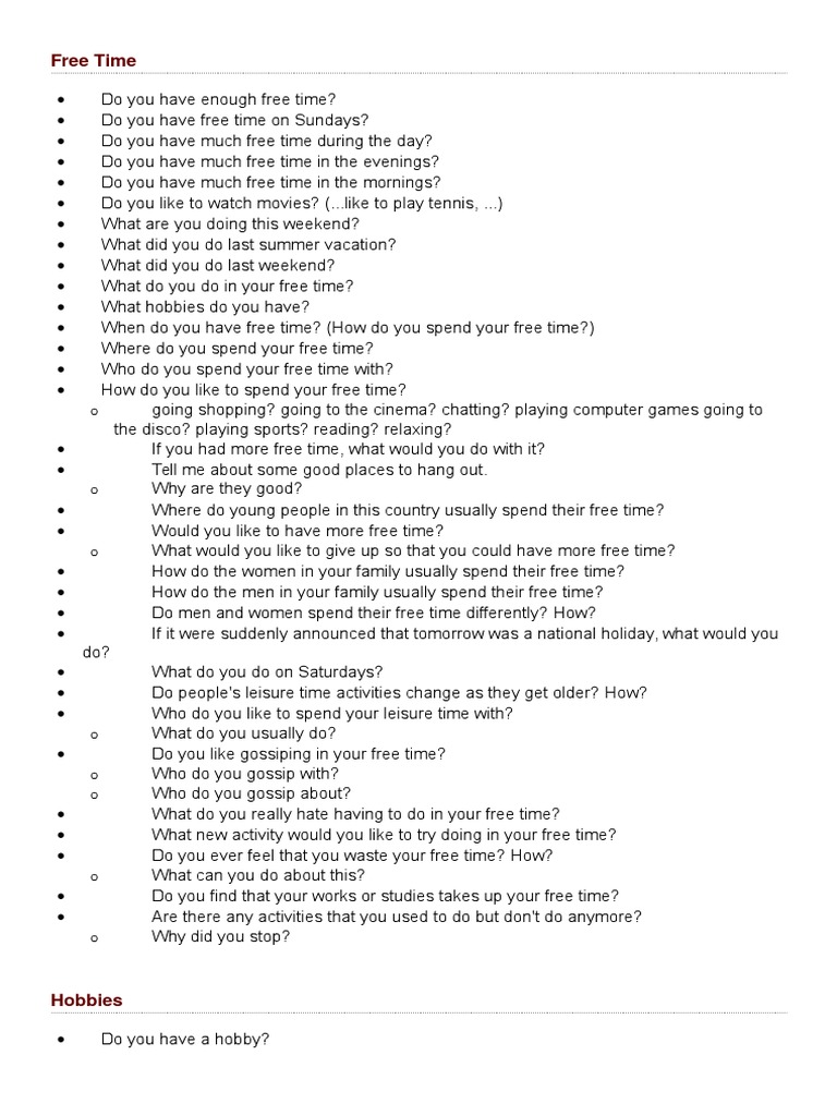 Discussion Questions | Friendship | Leisure