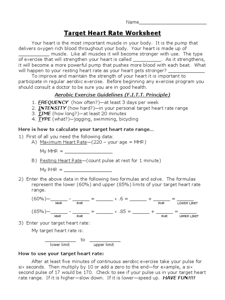 Target Heart Rate WKST PDF | PDF