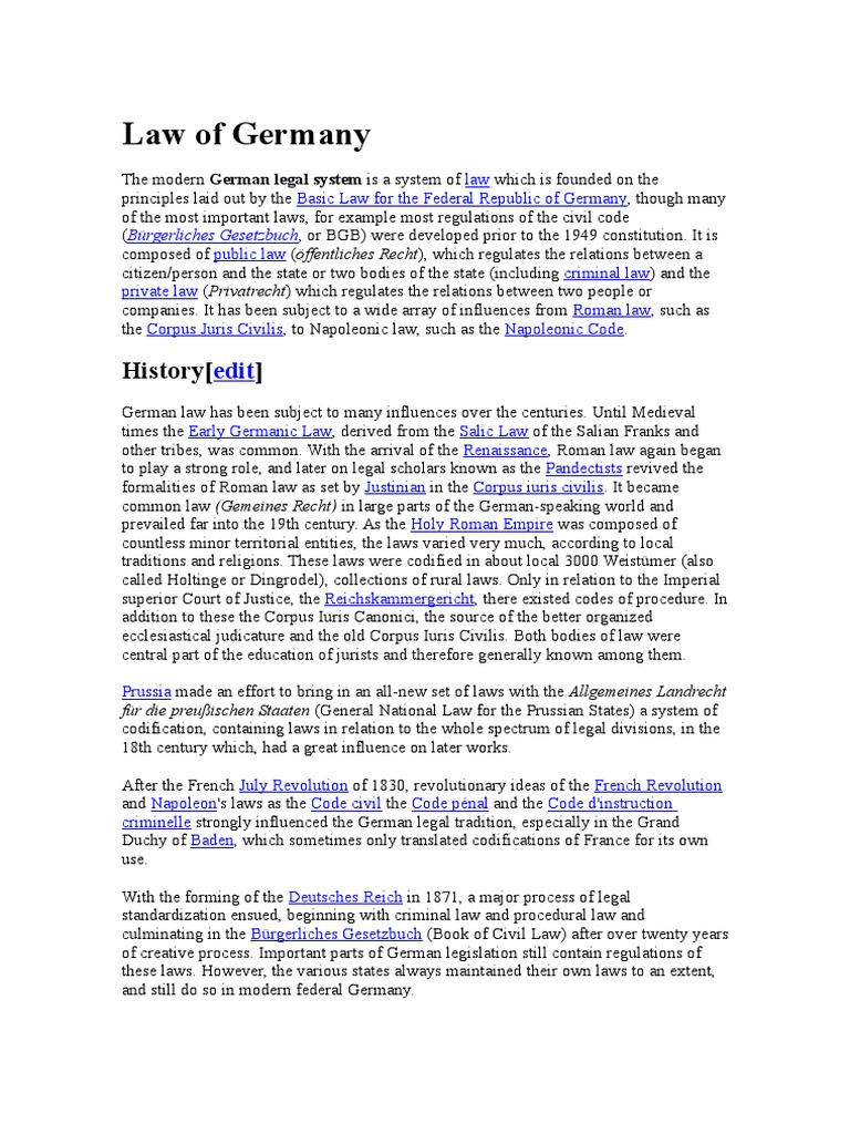 Law of Germany PDF Public Sphere Public Law