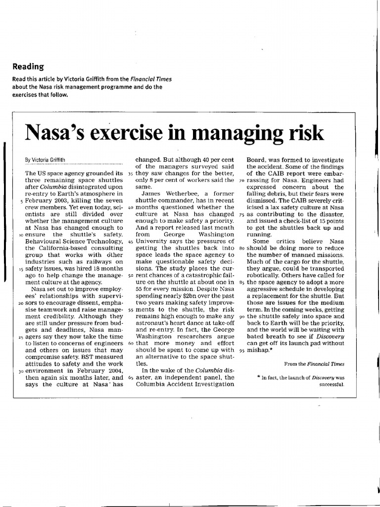 Article Nasa | PDF | Space Shuttle | Space Shuttle Columbia