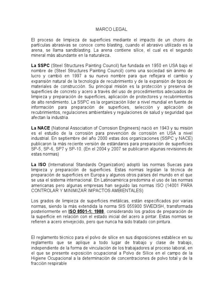 Marco Legal Sandblasting PDF Epidemiología Vigilancia