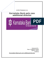 Karnataka Bank Gets New Additional Director: Article Summary On