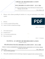 Pharmacology MD question Papers Manipal