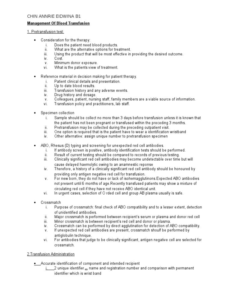 Blood Transfusion Management Guide | PDF | Blood Transfusion ...