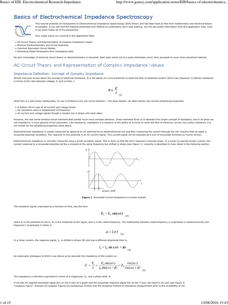 Basics of EIS - Electrochemical Research-Impedance | PDF | Electrical ...