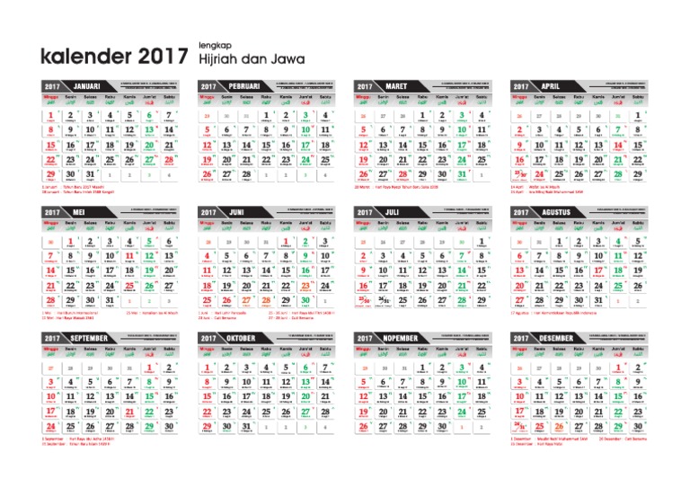 Kalender 2017 - Revisi | PDF | Java | Indonesia