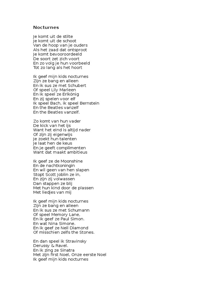 Nocturnes songtekst